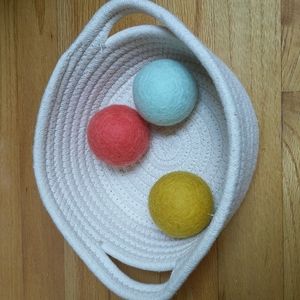 Lovevery Woven Basket and set of Felt balls